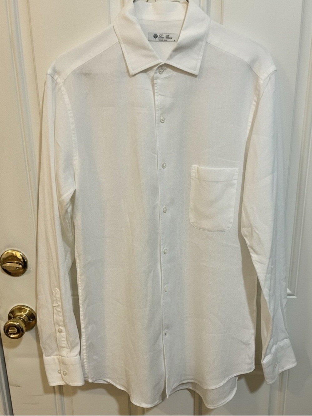 Loro Piana André White 100% Linen Long-Sleeve Shirt Size M